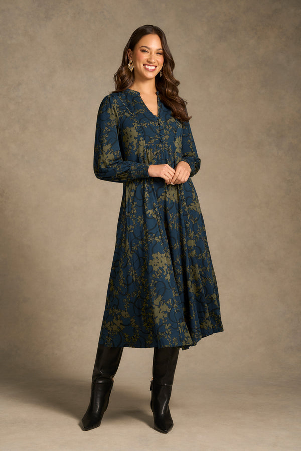 Jersey Swing Dress - Tonal Botanic Print