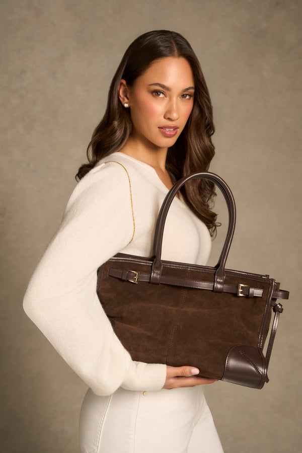 Suede Tote Bag - Chocolate