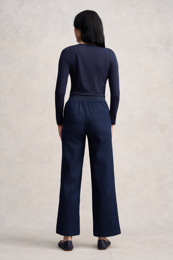 Wide Leg Tailored Jeans - Dark Denim