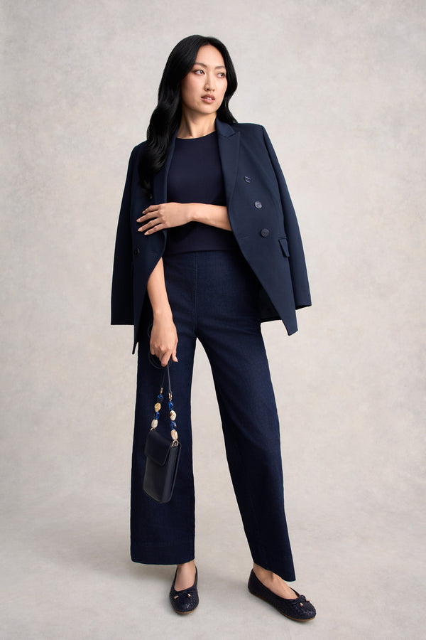 Wide Leg Tailored Jeans - Dark Denim