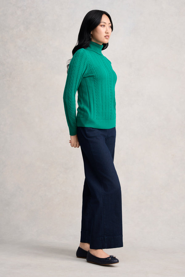 Wool Cable Jumper - Jade