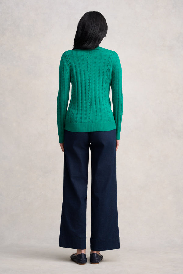 Wool Cable Jumper - Jade