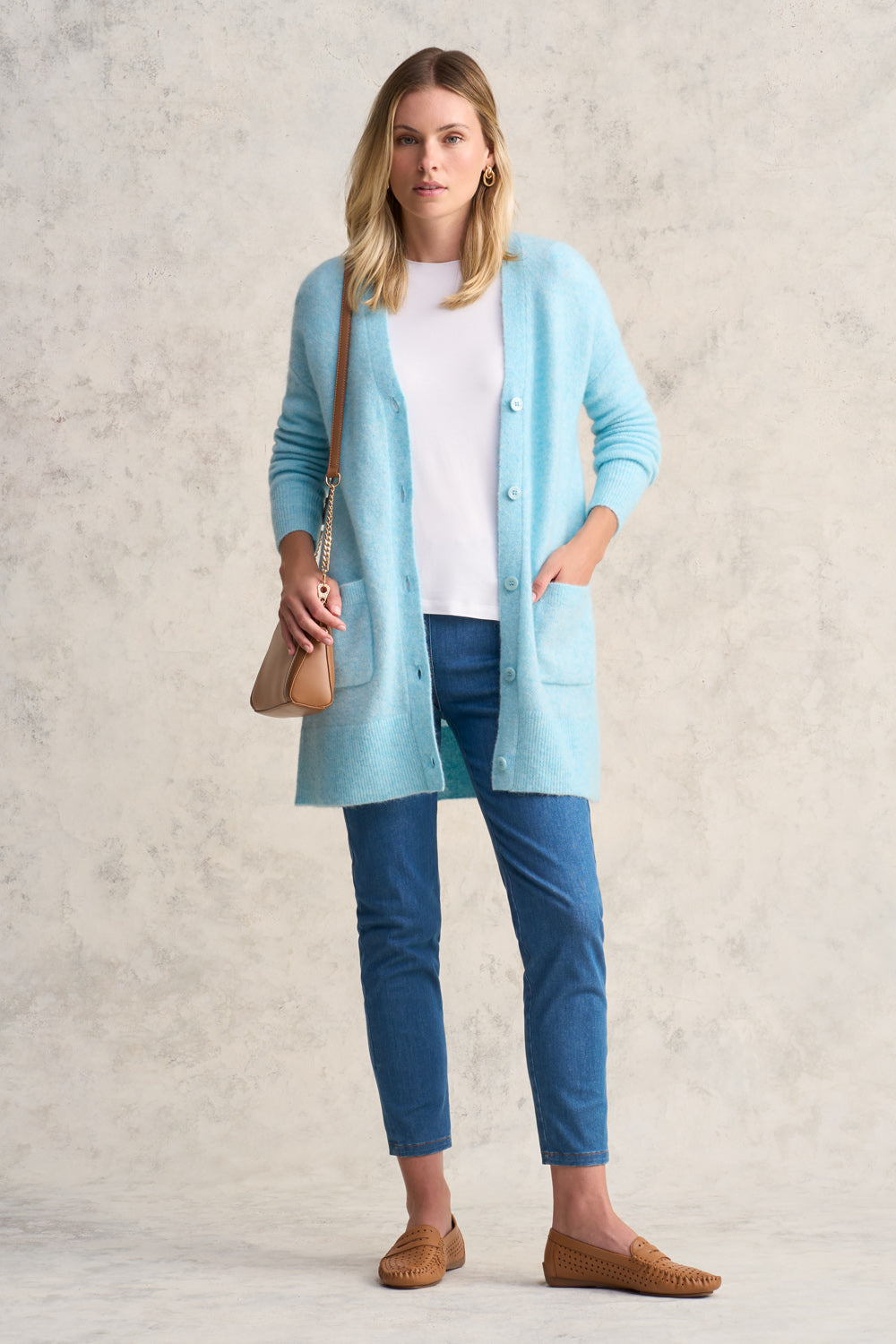 Button Through Mohair Cardigan – Blue Illusion