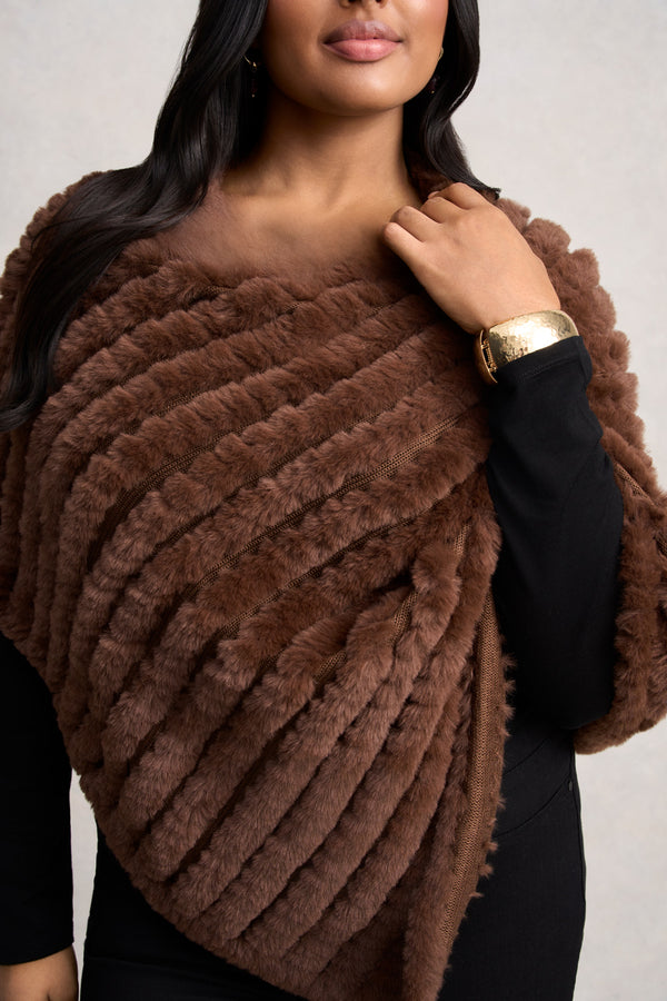 Chocolate Faux Fur Poncho