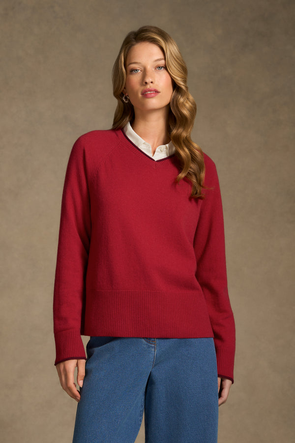 Merino Wool Jumper - Crimson