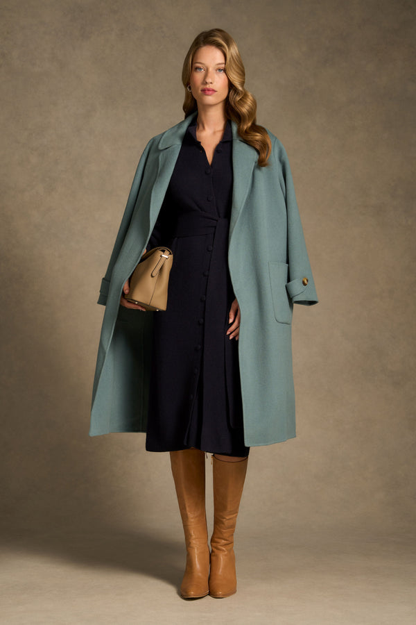 Tie Neck Cardigan Dress - Ink