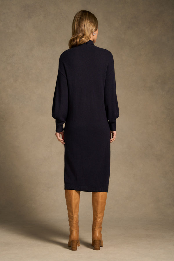 Tie Neck Cardigan Dress - Ink