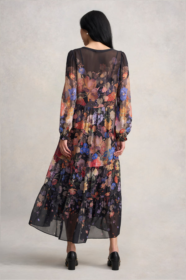 Georgette Print Dress - Midnight Floral