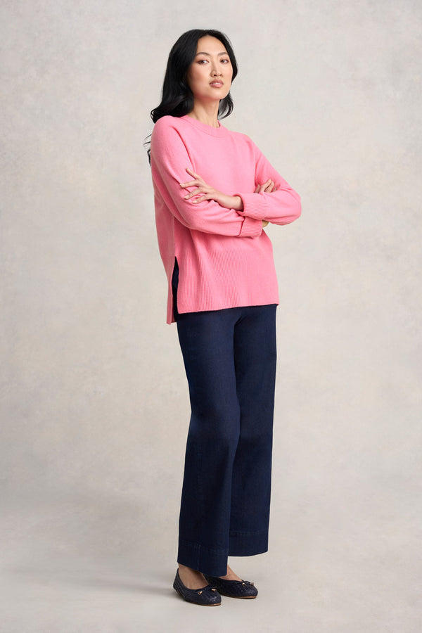 Side Split Merino Wool Jumper - Amaranth Pink