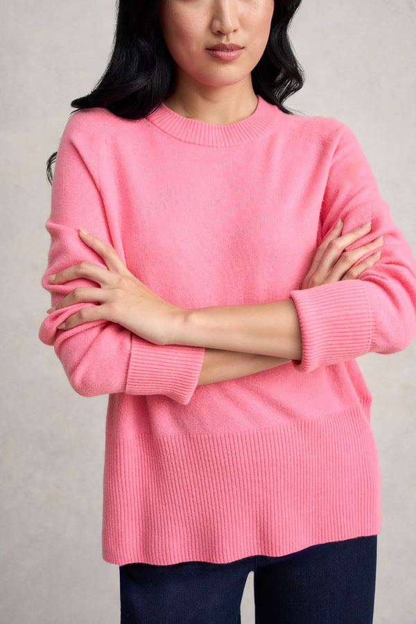 Side Split Merino Wool Jumper - Amaranth Pink