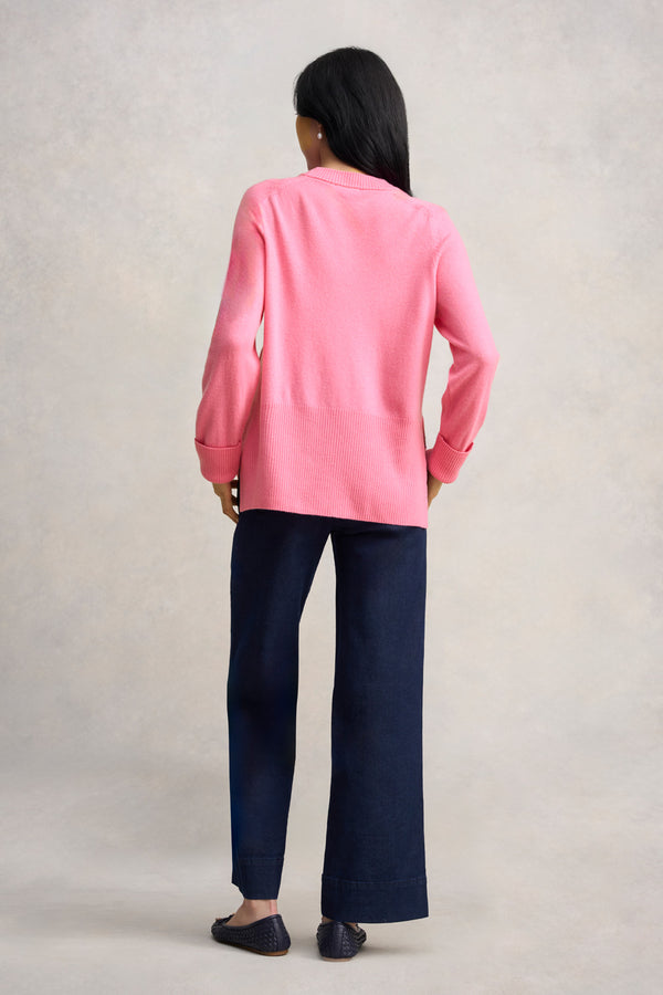 Side Split Merino Wool Jumper - Amaranth Pink