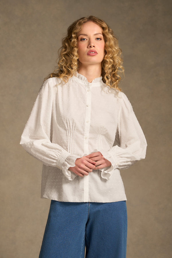 Smock Detail Blouse - Winter White