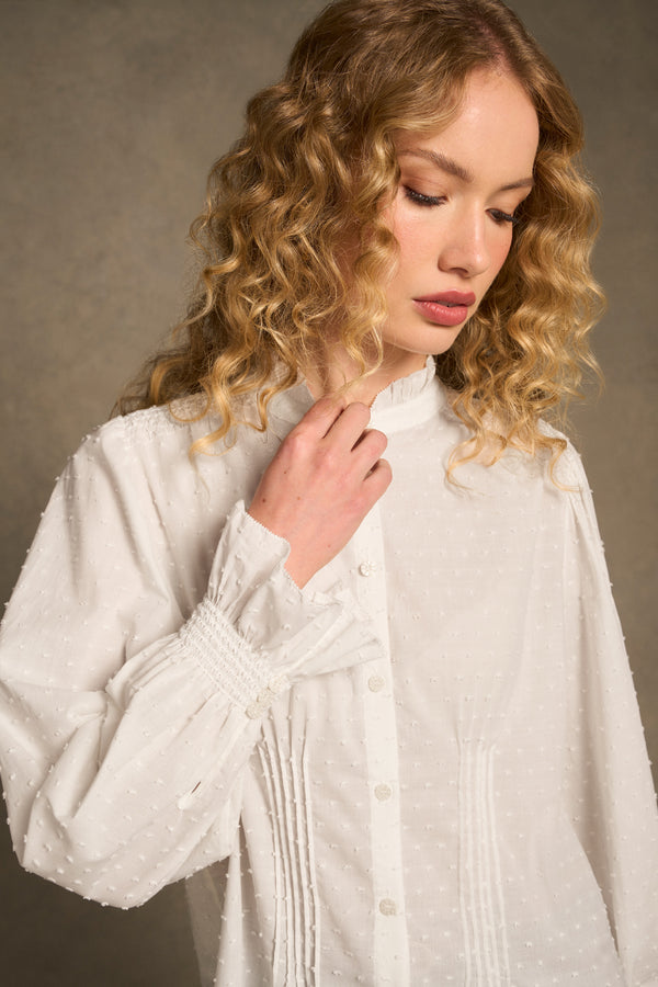 Smock Detail Blouse - Winter White