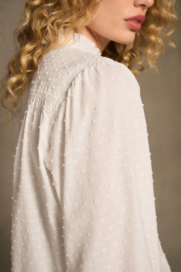 Smock Detail Blouse - Winter White