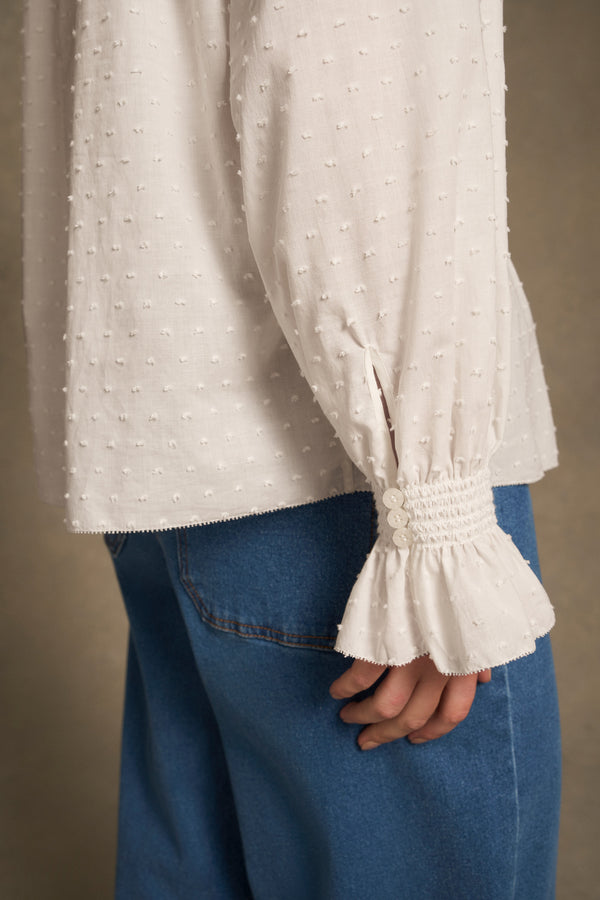Smock Detail Blouse - Winter White