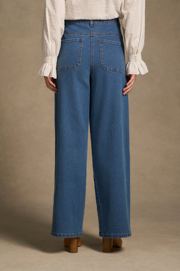 The Classique Wide Leg Jeans - Mid Wash Blue