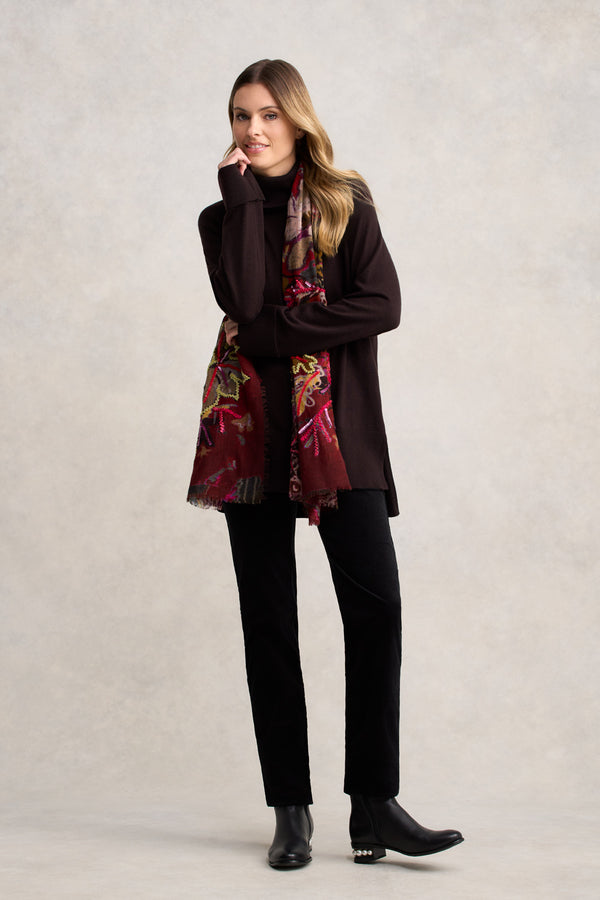 Side Split Merino Wool Jumper - Chocolate Chaud