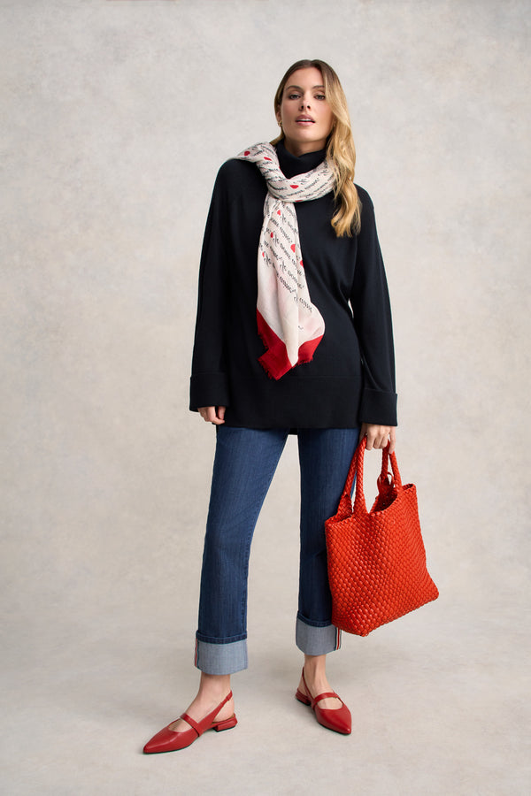 Side Split Merino Wool Jumper - Ink