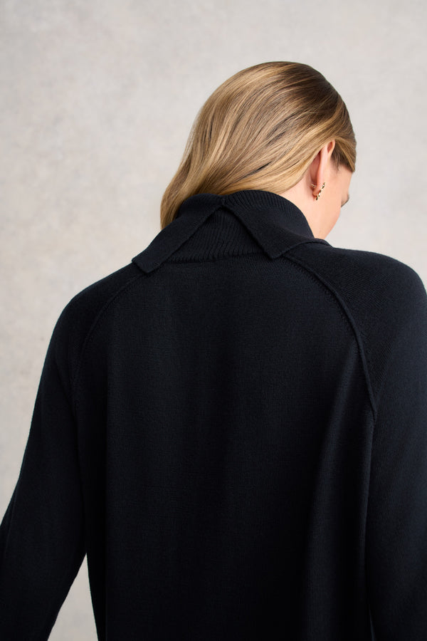 Side Split Merino Wool Jumper - Ink