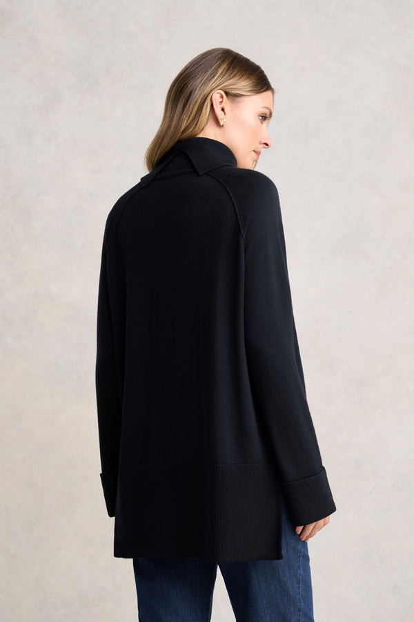 Side Split Merino Wool Jumper - Ink