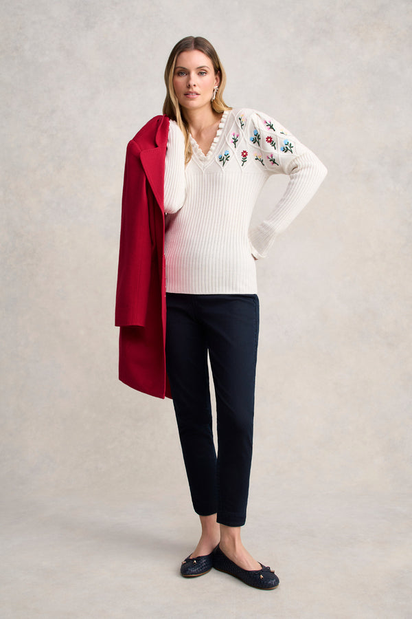 Embroidered Wool Jumper - Cream