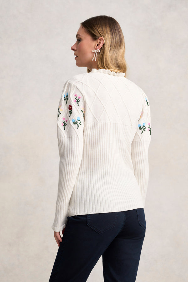 Embroidered Wool Jumper - Cream