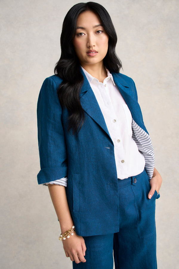 French Linen Jacket - Navy Delave