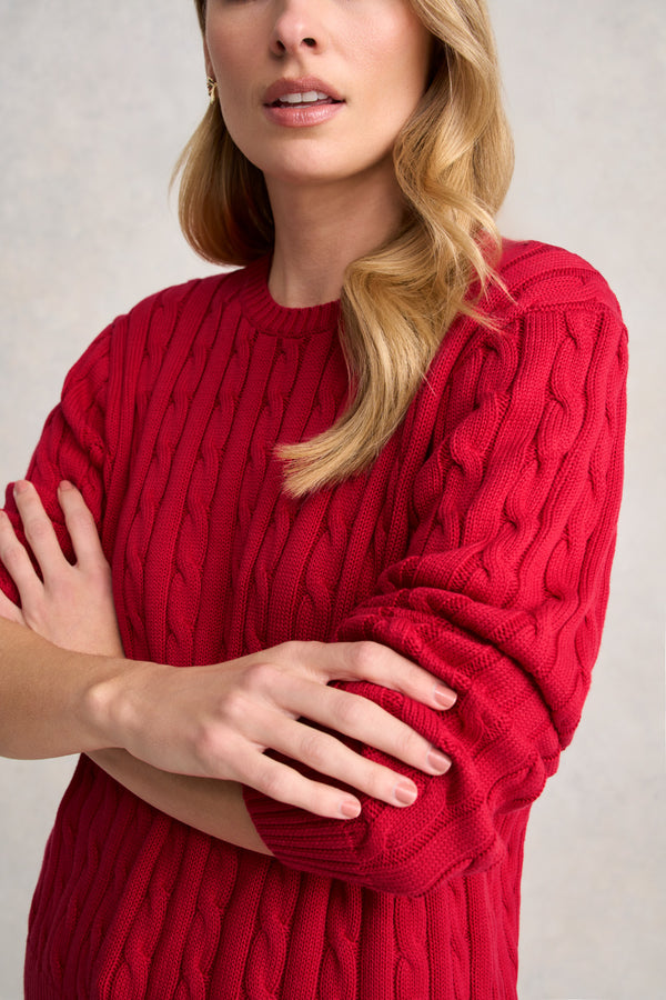 Long Sleeve Cable Knit - Rouge