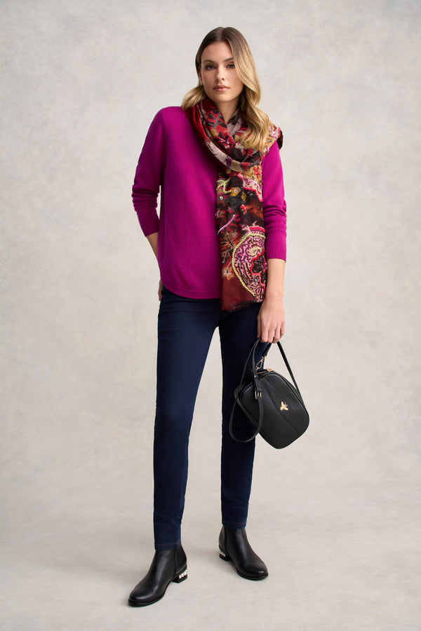 Merino V-Neck Jumper - Jewel