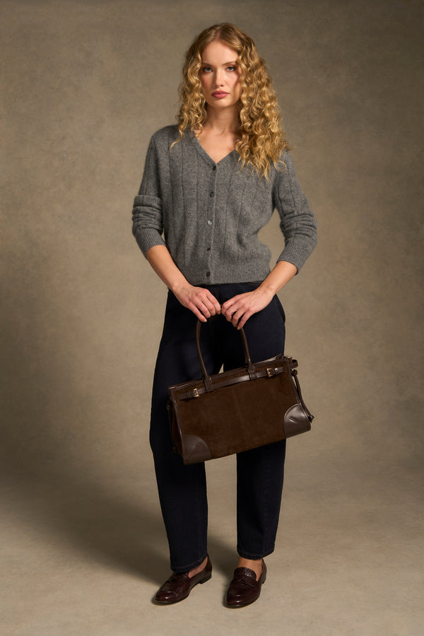 Brushed Merino Wool Cardigan - Pewter Grey