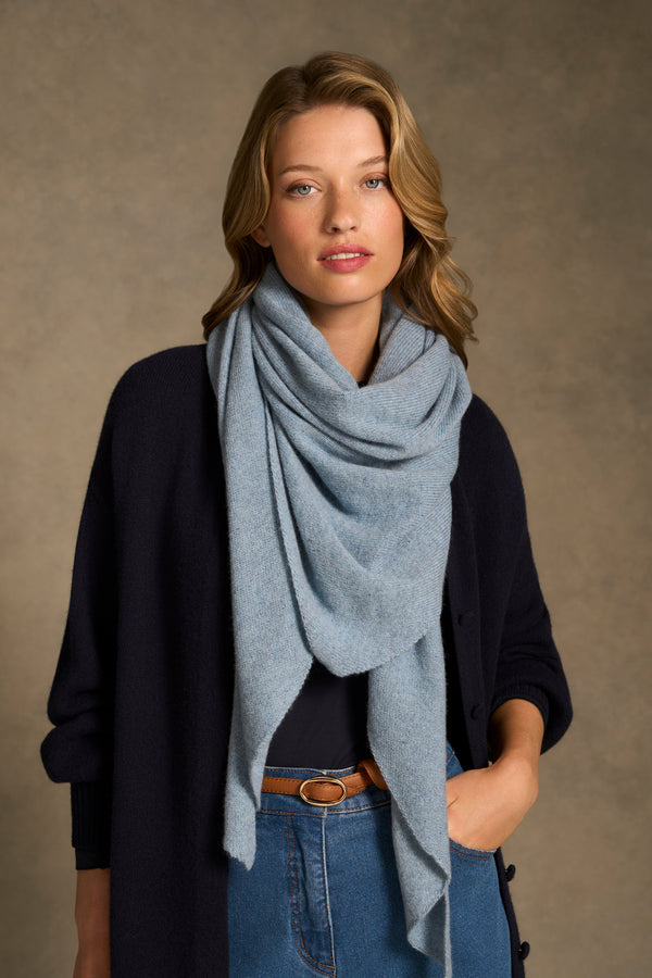 Triangle Wool Scarf - Light Blue
