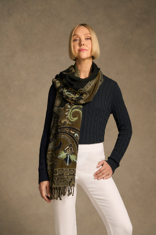 Embellished Wool Scarf - Multicolour