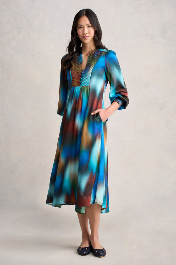 Beaded Smock Dress - Ombre Print