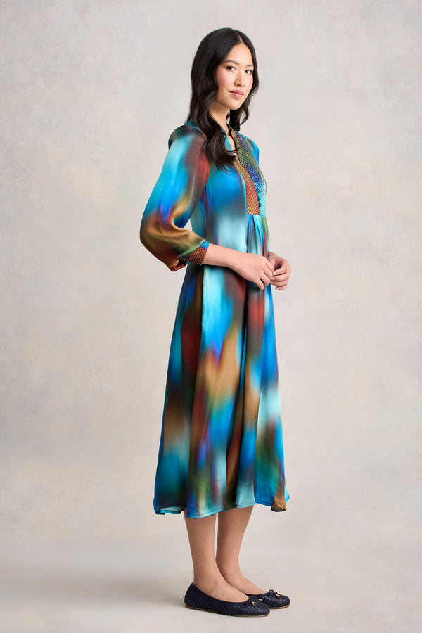 Beaded Smock Dress - Ombre Print