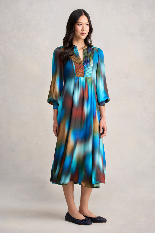 Beaded Smock Dress - Ombre Print
