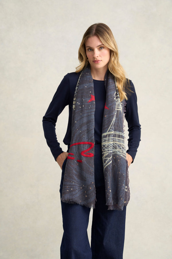 Night Skies Eiffel Tower Scarf - Multicolour