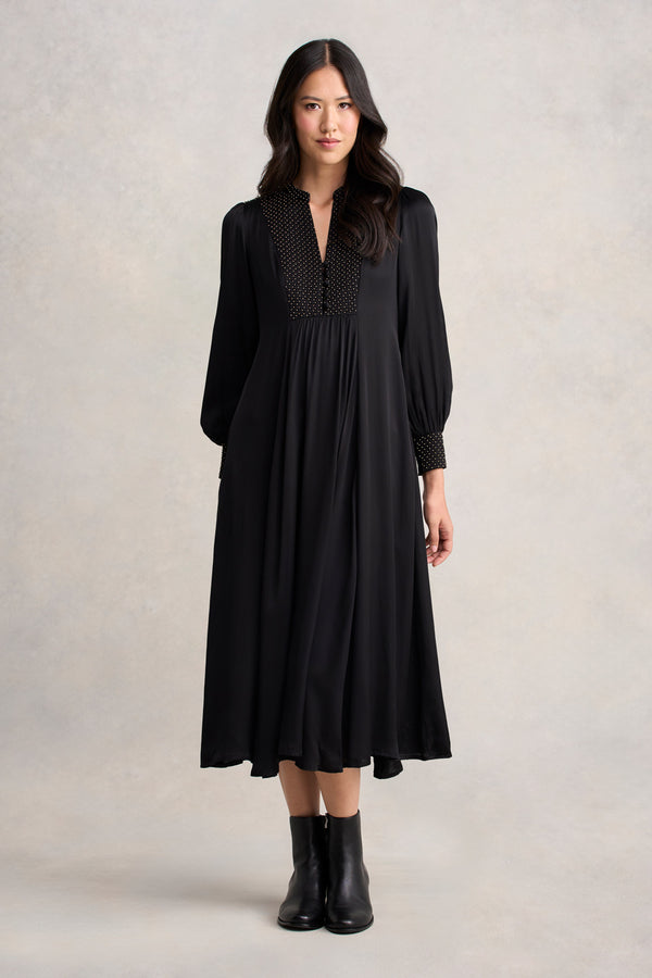 Beaded Smock Dress - Black