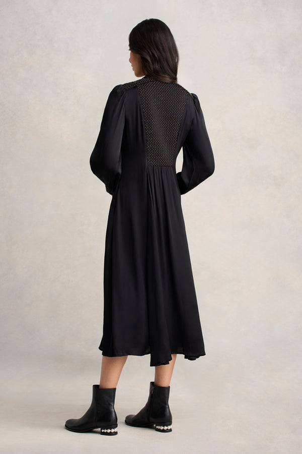 Beaded Smock Dress - Black