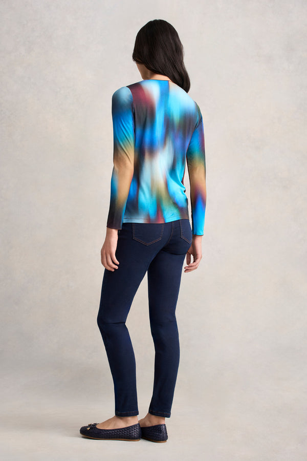 Long Sleeve Crew Neck Top - Ombre Print