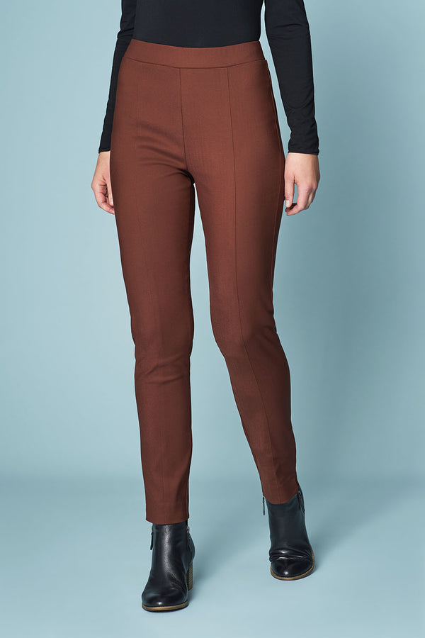 Pintuck Slim Leg Pant - Burnt Amber