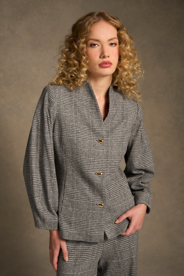 Sculpted Check Jacket - Glen Check