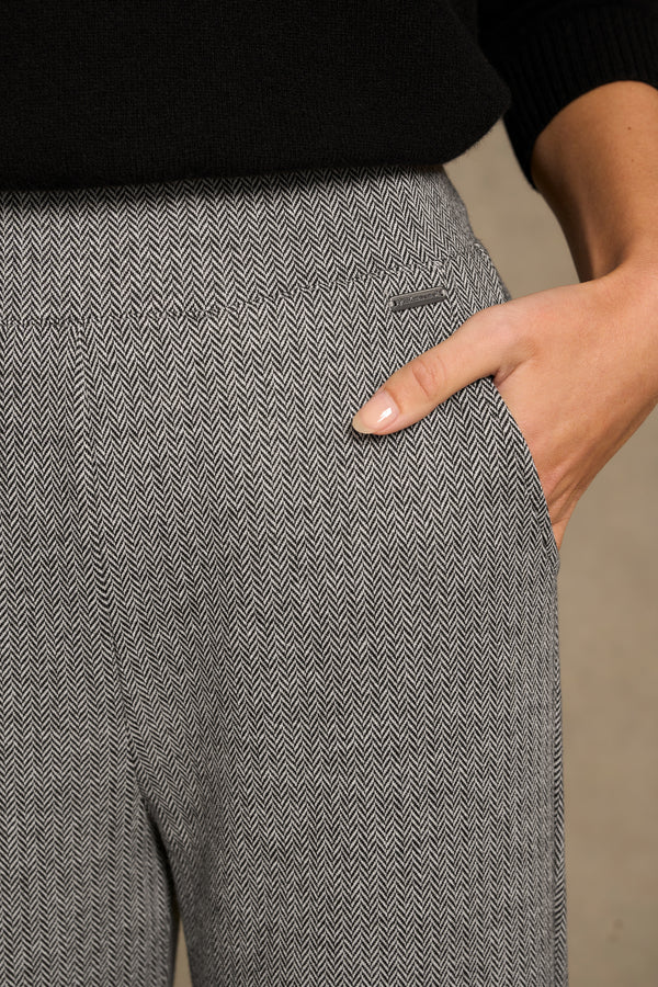 Straight Leg Leisure Pant - Classic Herringbone