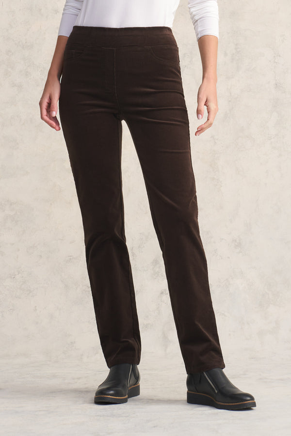 Bengajean Full Length Cord Straight Leg - Dark Chocolate