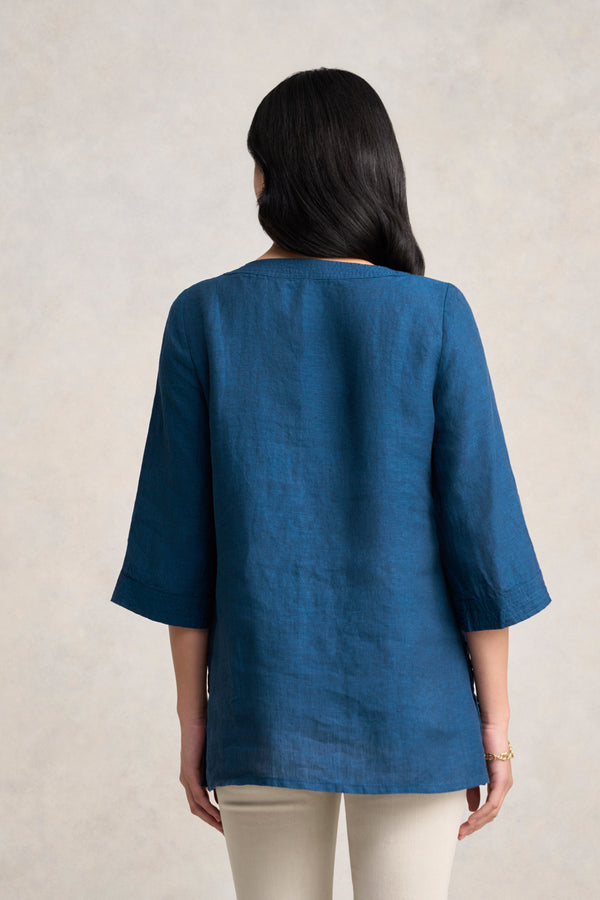 Linen Tunic -Navy Delave