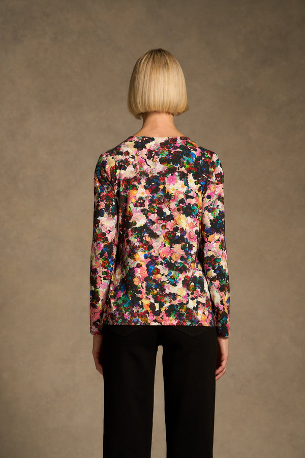 Double Layer Long Sleeve T-Shirt - Floral Collage Print