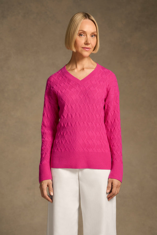 Merino Jacquard Knit - Hot Pink