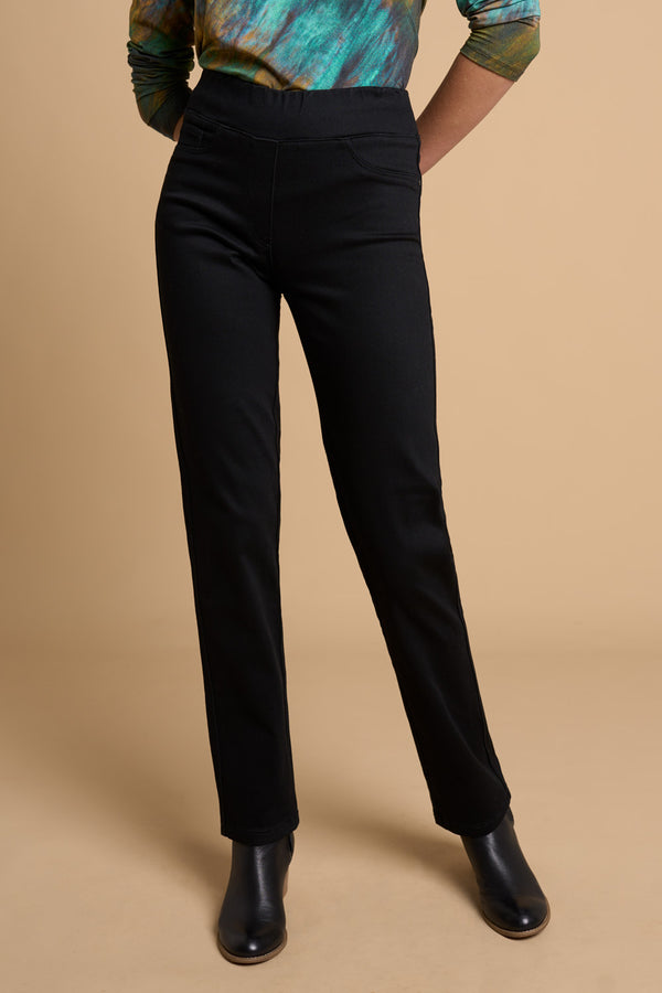 Bengajean Full Length Straight Leg Cashmere Feel - Black