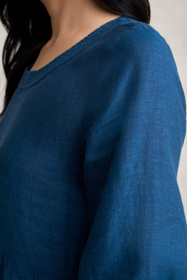 Linen Dress - Navy Delave