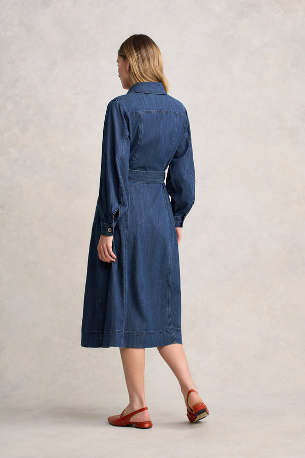 Denim Trench Dress - Mid Denim Wash