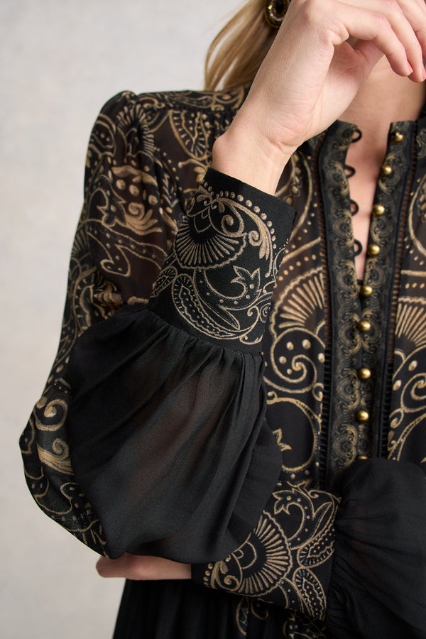 Border Print Dress - Paisley Border Print